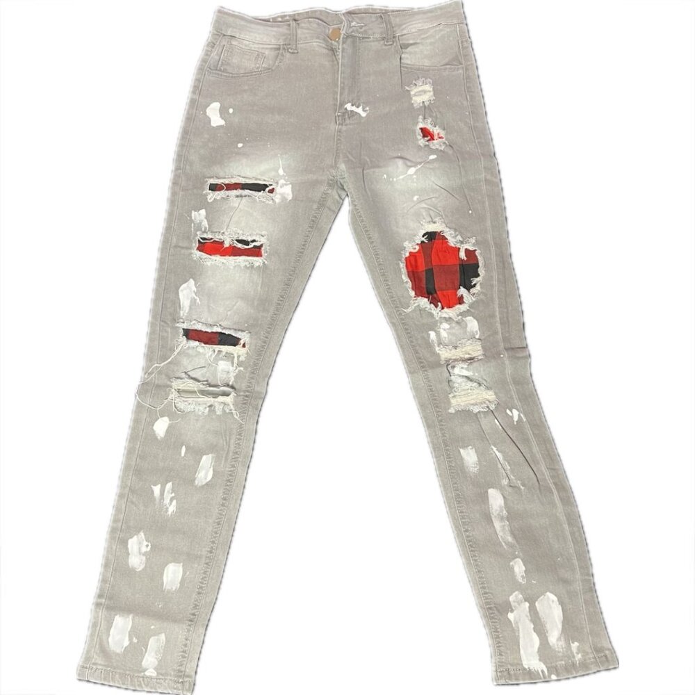 Distressed Men’s High Street Skinny Denim Ripped Jeans Pants